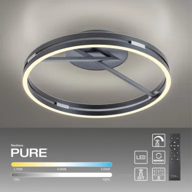 LED plafonska svetiljka PURE Loop siva CCT dimabilna PAUL NEUHAUS