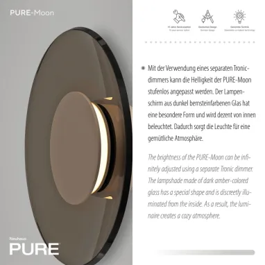 LED zidna lampa Pure Moon bronzana dimabilna PAUL NEUHAUS
