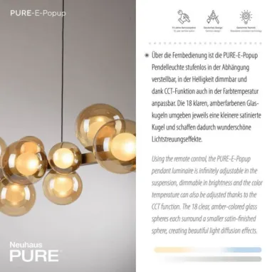 LED dimabilna podesiva visilica PURE E-Popup bronzana CCT PAUL NEUHAUS
