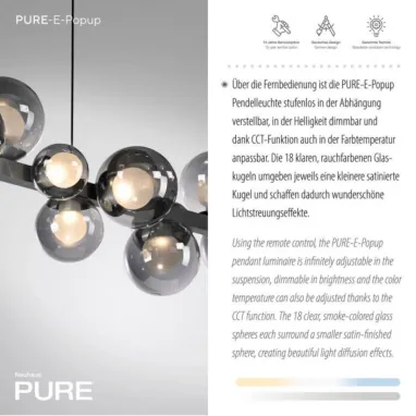 LED dimabilna podesiva visilica PURE E-Popup siva CCT PAUL NEUHAUS