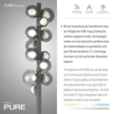 LED podna lampa PURE Popup siva CCT dimabilna PAUL NEUHAUS