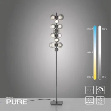 LED podna lampa PURE Popup siva CCT dimabilna PAUL NEUHAUS