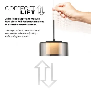 LED visilica Rika crna sa SimplyDim i Comfortlift funkcijama PAUL NEUHAUS