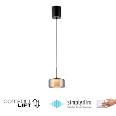 LED visilica Rika crna sa SimplyDim i Comfortlift funkcijama PAUL NEUHAUS