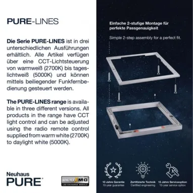LED plafonska svetiljka PURE Lines Straight siva PAUL NEUHAUS