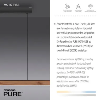 LED visilica PURE Moto-Rise Oak PAUL NEUHAUS