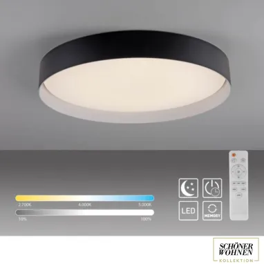 LED plafonjera sa daljinskim upravljačem Tavoli 24W CCT crna dimabilna PAUL NEUHAUS