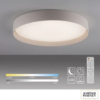 LED plafonjera sa daljinskim upravljačem Tavoli 37W CCT bež dimabilna PAUL NEUHAUS