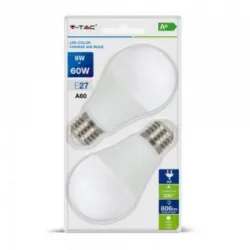 LED sijalica E27 9W 3000K 4000K 6400K blister 2 kom V-TAC